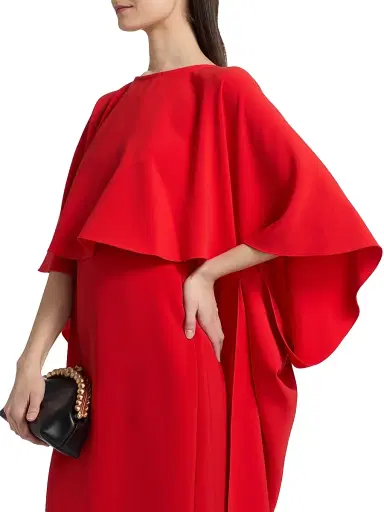 Amsale Women's High-Low Cape Stole - Persimmon | Thumbnail 6 Amsale Women's High-Low Cape Stole - Persimmon | Thumbnail 6