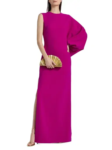 Amsale Women's Asymmetric Balloon-Sleeve Column Gown - Magenta | Thumbnail 2 Amsale Women's Asymmetric Balloon-Sleeve Column Gown - Magenta | Thumbnail 2