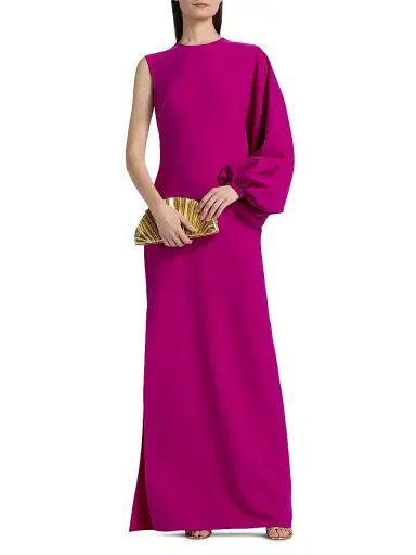 Amsale Women's Asymmetric Balloon-Sleeve Column Gown - Magenta | Thumbnail 3 Amsale Women's Asymmetric Balloon-Sleeve Column Gown - Magenta | Thumbnail 3