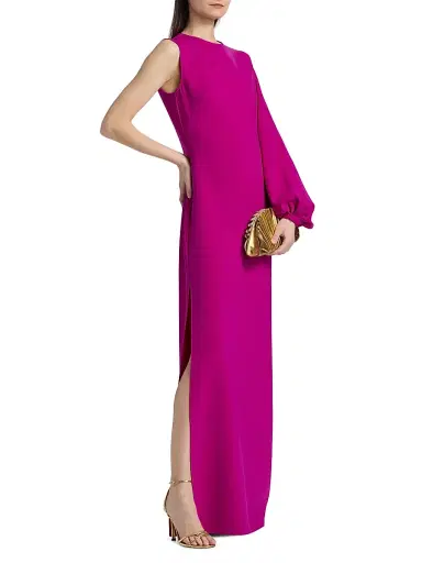 Amsale Women's Asymmetric Balloon-Sleeve Column Gown - Magenta | Thumbnail 4 Amsale Women's Asymmetric Balloon-Sleeve Column Gown - Magenta | Thumbnail 4