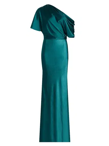 Amsale Women's Satin Dolman Mermaid Gown - Ocean | Thumbnail 1 Amsale Women's Satin Dolman Mermaid Gown - Ocean | Thumbnail 1