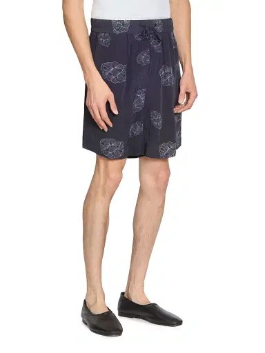 Officine Générale Men's Fynn Crepe Cloud Lines Shorts - Black Cream | Thumbnail 4 Officine Générale Men's Fynn Crepe Cloud Lines Shorts - Black Cream | Thumbnail 4