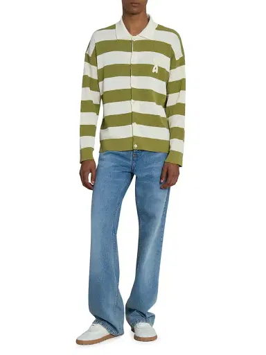 AMI PARIS Men's Striped Cotton Cardigan | Thumbnail 2 AMI PARIS Men's Striped Cotton Cardigan | Thumbnail 2