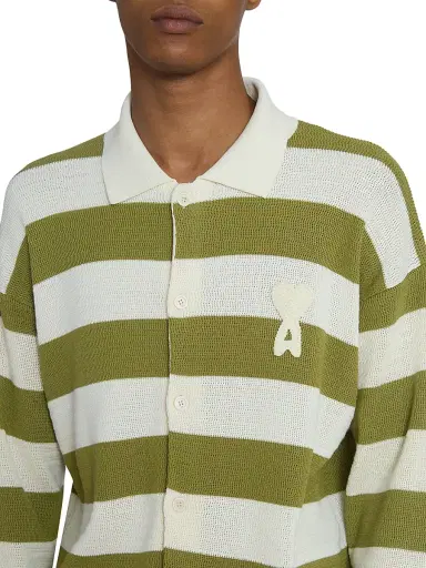 AMI PARIS Men's Striped Cotton Cardigan | Thumbnail 6 AMI PARIS Men's Striped Cotton Cardigan | Thumbnail 6