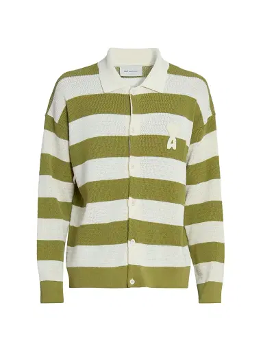 AMI PARIS Men's Striped Cotton Cardigan | Thumbnail 1 AMI PARIS Men's Striped Cotton Cardigan | Thumbnail 1