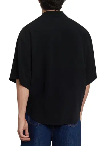 AMI Paris Men's Boxy Short-Sleeve Camp-Collar Shirt - Noir | Thumbnail 5 AMI Paris Men's Boxy Short-Sleeve Camp-Collar Shirt - Noir | Thumbnail 5
