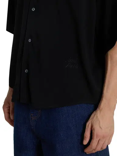 AMI Paris Men's Boxy Short-Sleeve Camp-Collar Shirt - Noir | Thumbnail 6 AMI Paris Men's Boxy Short-Sleeve Camp-Collar Shirt - Noir | Thumbnail 6