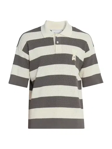 AMI PARIS Men's Rugby Stripe Cotton Polo Shirt | Thumbnail 1 AMI PARIS Men's Rugby Stripe Cotton Polo Shirt | Thumbnail 1