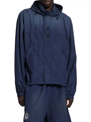 Balenciaga Men's Hooded Rain Jacket - Marine Blue | Thumbnail 2 Balenciaga Men's Hooded Rain Jacket - Marine Blue | Thumbnail 2