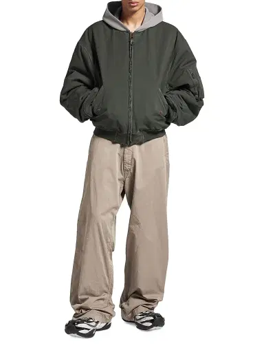 Balenciaga Men's Hooded Standard Bomber Jacket - Anthracite - Size Large | Thumbnail 2 Balenciaga Men's Hooded Standard Bomber Jacket - Anthracite - Size Large | Thumbnail 2