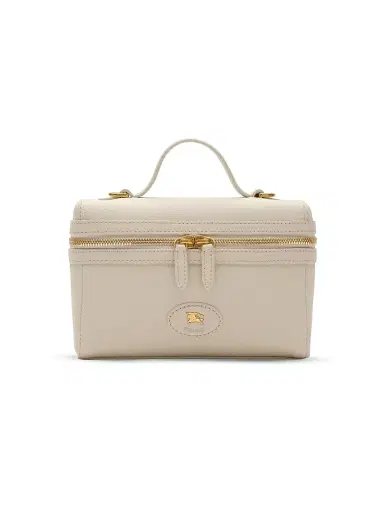 Burberry Women's Bloomsbury Check-Lined Leather Vanity Case - Light Beige | Thumbnail 1 Burberry Women's Bloomsbury Check-Lined Leather Vanity Case - Light Beige | Thumbnail 1
