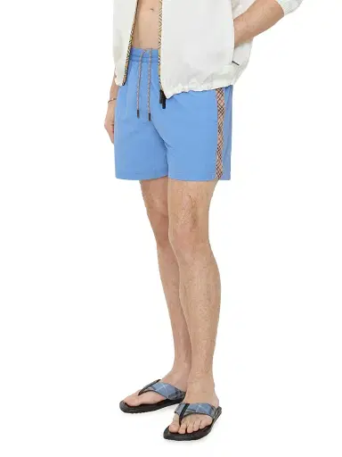 Burberry Men's Seb Check-Trim Swim Shorts - Cornflower Blue - Size XL | Thumbnail 2 Burberry Men's Seb Check-Trim Swim Shorts - Cornflower Blue - Size XL | Thumbnail 2