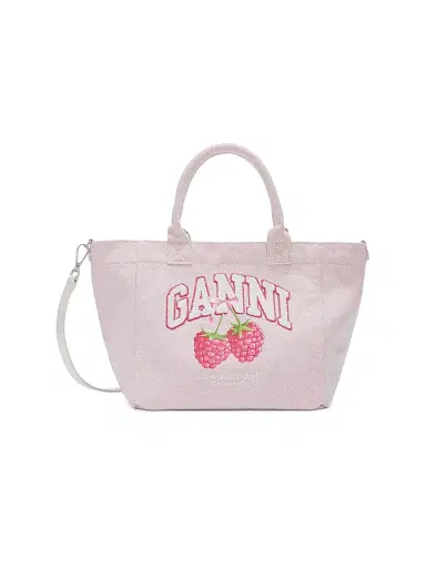 Ganni Women's Small Logo Berry Print Shopper Tote Bag - Egret | Thumbnail 1 Ganni Women's Small Logo Berry Print Shopper Tote Bag - Egret | Thumbnail 1