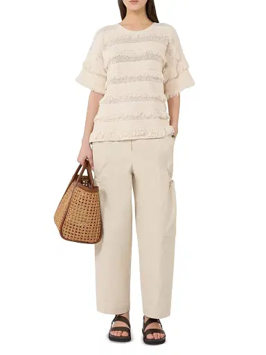 Max Mara Women's Oversized Patterned Viscose Sweater - Ivory - Size XL | Thumbnail 2 Max Mara Women's Oversized Patterned Viscose Sweater - Ivory - Size XL | Thumbnail 2