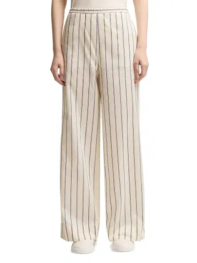 Moncler Women's Striped Pants in Cotton and Silk - White | Thumbnail 2 Moncler Women's Striped Pants in Cotton and Silk - White | Thumbnail 2