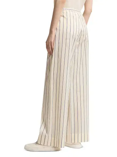 Moncler Women's Striped Pants in Cotton and Silk - White | Thumbnail 3 Moncler Women's Striped Pants in Cotton and Silk - White | Thumbnail 3