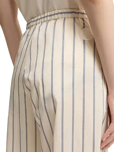 Moncler Women's Striped Pants in Cotton and Silk - White | Thumbnail 4 Moncler Women's Striped Pants in Cotton and Silk - White | Thumbnail 4
