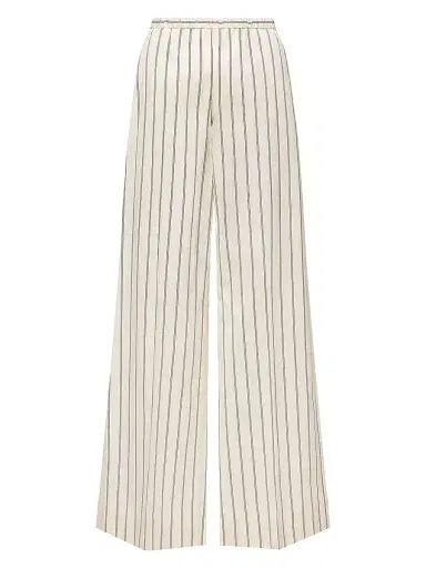 Moncler Women's Striped Pants in Cotton and Silk - White | Thumbnail 1 Moncler Women's Striped Pants in Cotton and Silk - White | Thumbnail 1