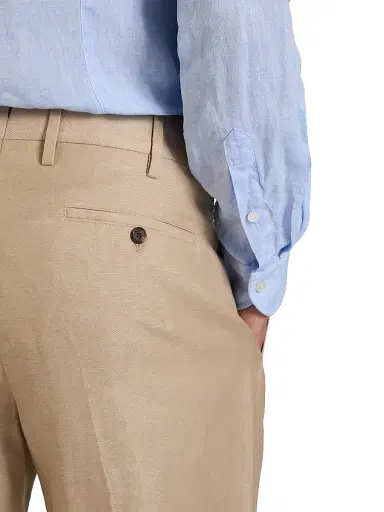 Slowear Men's Wool-Linen Straight-Leg Trousers - Light Beige | Thumbnail 4 Slowear Men's Wool-Linen Straight-Leg Trousers - Light Beige | Thumbnail 4