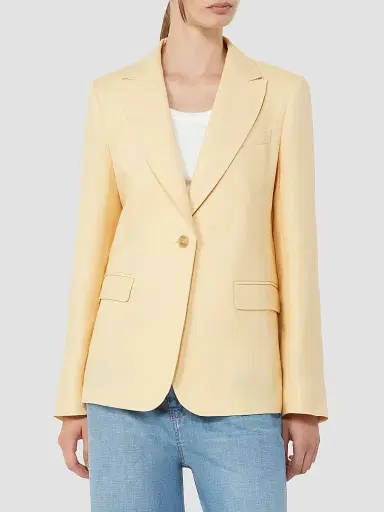 Weekend Max Mara Women's Linen Canvas Blazer - Light Yellow - Size 12 | Thumbnail 2 Weekend Max Mara Women's Linen Canvas Blazer - Light Yellow - Size 12 | Thumbnail 2