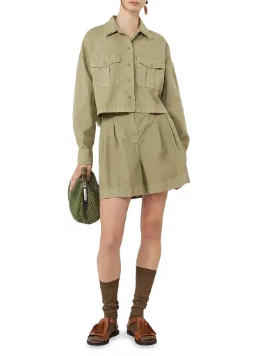Weekend Max Mara Women's Cotton Panama Bermuda Shorts - Olive Green - Size 14 | Thumbnail 2 Weekend Max Mara Women's Cotton Panama Bermuda Shorts - Olive Green - Size 14 | Thumbnail 2