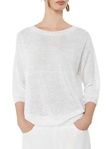 Weekend Max Mara Women's Linen Yarn Oversize Jumper - White - Size Large | Thumbnail 4 Weekend Max Mara Women's Linen Yarn Oversize Jumper - White - Size Large | Thumbnail 4