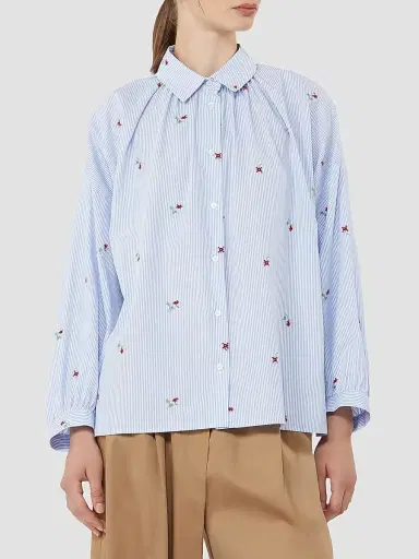 Weekend Max Mara Women's Poplin Shirt with Embroidery - Light Blue - Size 14 | Thumbnail 3 Weekend Max Mara Women's Poplin Shirt with Embroidery - Light Blue - Size 14 | Thumbnail 3
