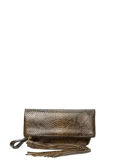Michael Kors Collection Lily Snake Embossed Leather Foldover Clutch in Green - One Size by Michael Kors Collection | Thumbnail 1 Michael Kors Collection Lily Snake Embossed Leather Foldover Clutch in Green - One Size by Michael Kors Collection | Thumbnail 1