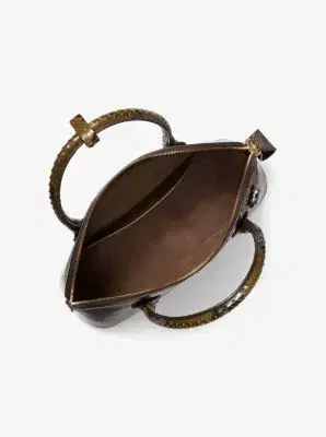 Michael Kors Collection Kaitlin Large Snake Embossed Leather Satchel | Thumbnail 3 Michael Kors Collection Kaitlin Large Snake Embossed Leather Satchel | Thumbnail 3