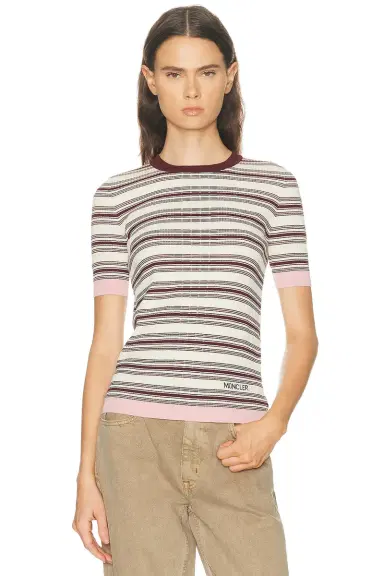 Moncler Short Sleeve Knit Top | Thumbnail 1 Moncler Short Sleeve Knit Top | Thumbnail 1