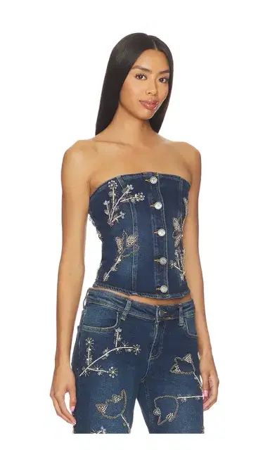 OW Collection Nova Embellished Denim Top | Thumbnail 2 OW Collection Nova Embellished Denim Top | Thumbnail 2