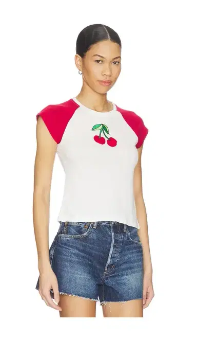 The Laundry Room Cherries Embroidery Raglan Baby Tee | Thumbnail 2 The Laundry Room Cherries Embroidery Raglan Baby Tee | Thumbnail 2