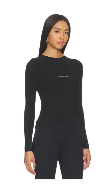 Alexander Wang Long Sleeve Crewneck Top With Jacquard Logo | Thumbnail 2 Alexander Wang Long Sleeve Crewneck Top With Jacquard Logo | Thumbnail 2