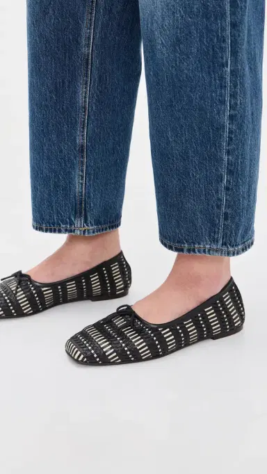 FRĒDA SALVADOR Jada Flats Black Vanilla Woven Calf | Thumbnail 3 FRĒDA SALVADOR Jada Flats Black Vanilla Woven Calf | Thumbnail 3