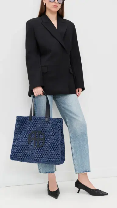 ANINE BING Large Rio Tote Marine Blue One Size | Thumbnail 3 ANINE BING Large Rio Tote Marine Blue One Size | Thumbnail 3