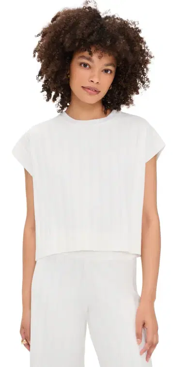 Splendid x @Cellajaneblog Wide Rib hort leeve Top White | Thumbnail 1 Splendid x @Cellajaneblog Wide Rib hort leeve Top White | Thumbnail 1