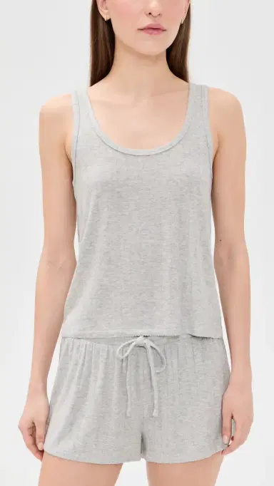 HONEYDEW Luxe Modal Tank Shortie Set Heather Grey | Thumbnail 2 HONEYDEW Luxe Modal Tank Shortie Set Heather Grey | Thumbnail 2