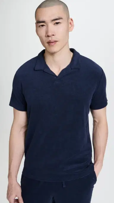 Onia Towel Terry Johnny Collar Polo Deep Navy M | Thumbnail 2 Onia Towel Terry Johnny Collar Polo Deep Navy M | Thumbnail 2