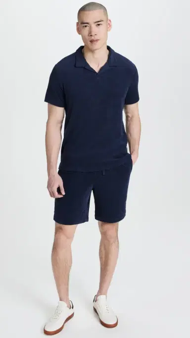 Onia Towel Terry Johnny Collar Polo Deep Navy M | Thumbnail 5 Onia Towel Terry Johnny Collar Polo Deep Navy M | Thumbnail 5