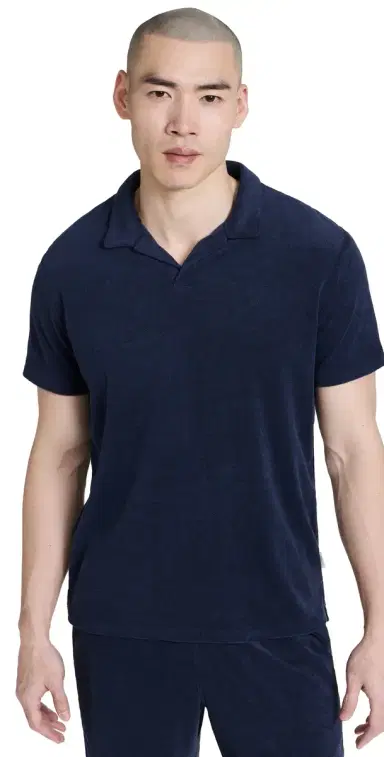 Onia Towel Terry Johnny Collar Polo Deep Navy M | Thumbnail 1 Onia Towel Terry Johnny Collar Polo Deep Navy M | Thumbnail 1