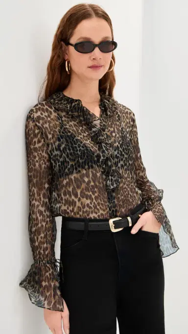 Nili Lotan Cecily Shirt Metallic eopard | Thumbnail 2 Nili Lotan Cecily Shirt Metallic eopard | Thumbnail 2