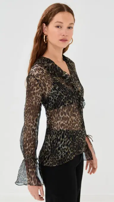Nili Lotan Cecily Shirt Metallic eopard | Thumbnail 4 Nili Lotan Cecily Shirt Metallic eopard | Thumbnail 4