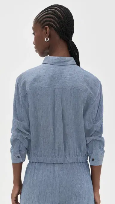 Theory Fixed Sleeve Cropped Shirt Light Denim | Thumbnail 3 Theory Fixed Sleeve Cropped Shirt Light Denim | Thumbnail 3