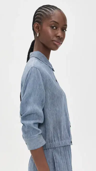 Theory Fixed Sleeve Cropped Shirt Light Denim | Thumbnail 4 Theory Fixed Sleeve Cropped Shirt Light Denim | Thumbnail 4