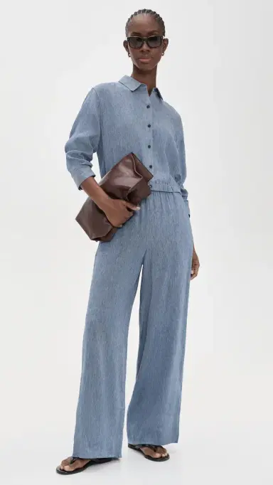 Theory Fixed Sleeve Cropped Shirt Light Denim | Thumbnail 5 Theory Fixed Sleeve Cropped Shirt Light Denim | Thumbnail 5