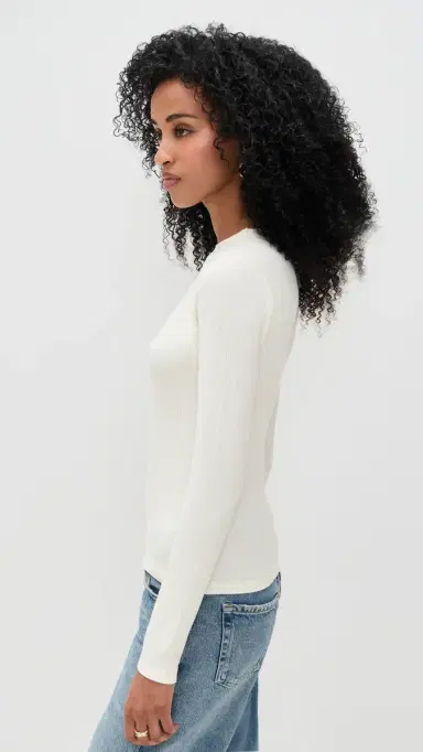 Madewell Drapey Rib Long-Sleeve Tee Winter White | Thumbnail 4 Madewell Drapey Rib Long-Sleeve Tee Winter White | Thumbnail 4