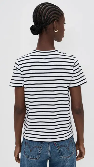 Madewell Perfect tripe Crewneck Tee B & W tripe | Thumbnail 3 Madewell Perfect tripe Crewneck Tee B & W tripe | Thumbnail 3