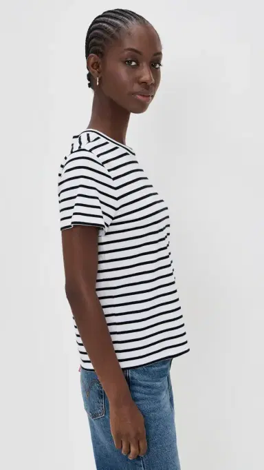 Madewell Perfect tripe Crewneck Tee B & W tripe | Thumbnail 4 Madewell Perfect tripe Crewneck Tee B & W tripe | Thumbnail 4