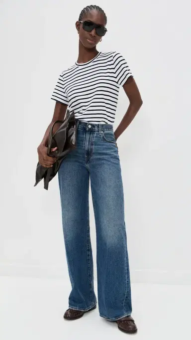 Madewell Perfect tripe Crewneck Tee B & W tripe | Thumbnail 5 Madewell Perfect tripe Crewneck Tee B & W tripe | Thumbnail 5