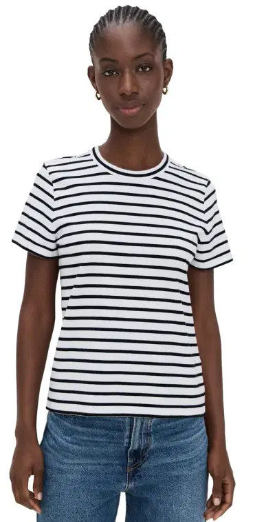 Madewell Perfect tripe Crewneck Tee B & W tripe | Thumbnail 1 Madewell Perfect tripe Crewneck Tee B & W tripe | Thumbnail 1